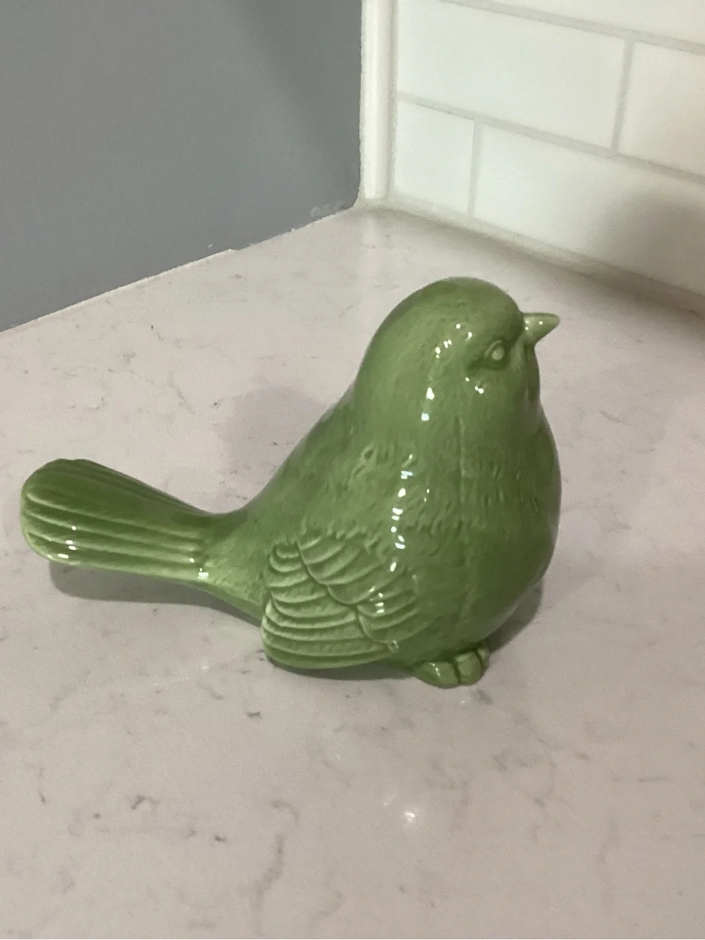Green Ceramic Bird Figurine - Decorative Home Accent